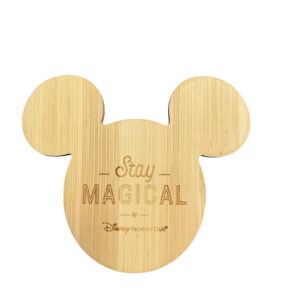 Disney Bamboo Mickey Mouse Coasters Natural Set of 4 NEW - Picture 6 of 12
